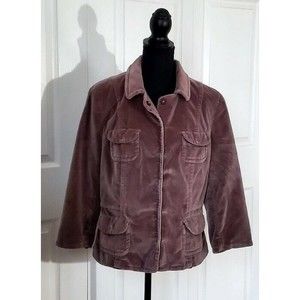 SIGRID OLSEN Women’s Size 10 Brown Velvet Blazer Lined 3/4 Sleeve Jacket Coat